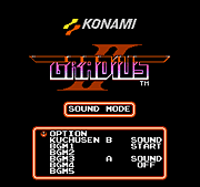 Gradius II - sound/music screen